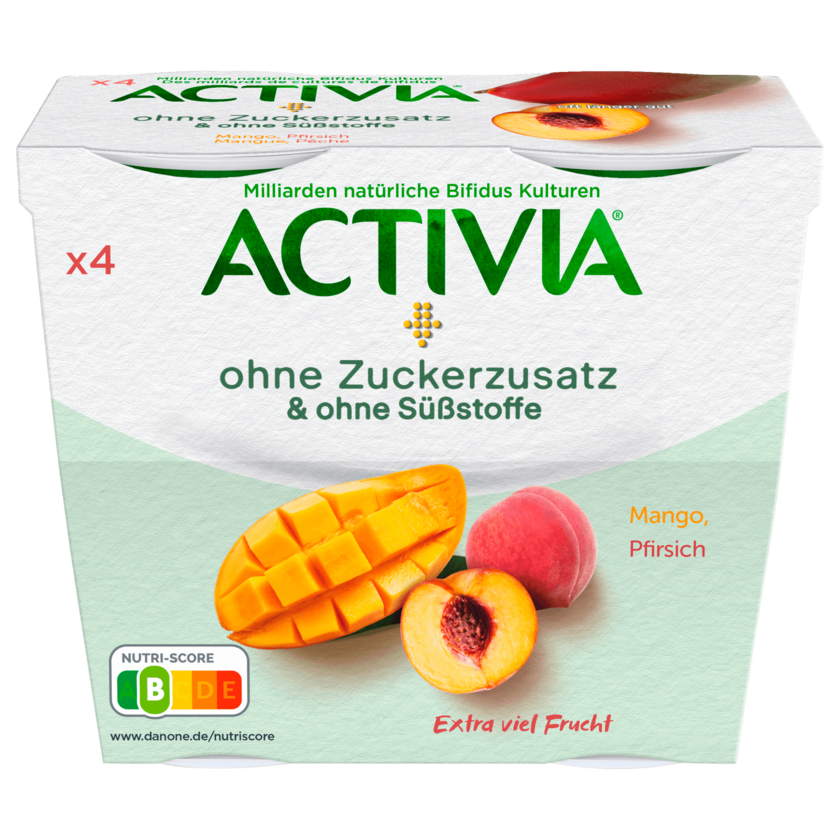 Activia Mango Pfirsisch ohne Zucker 4x110g